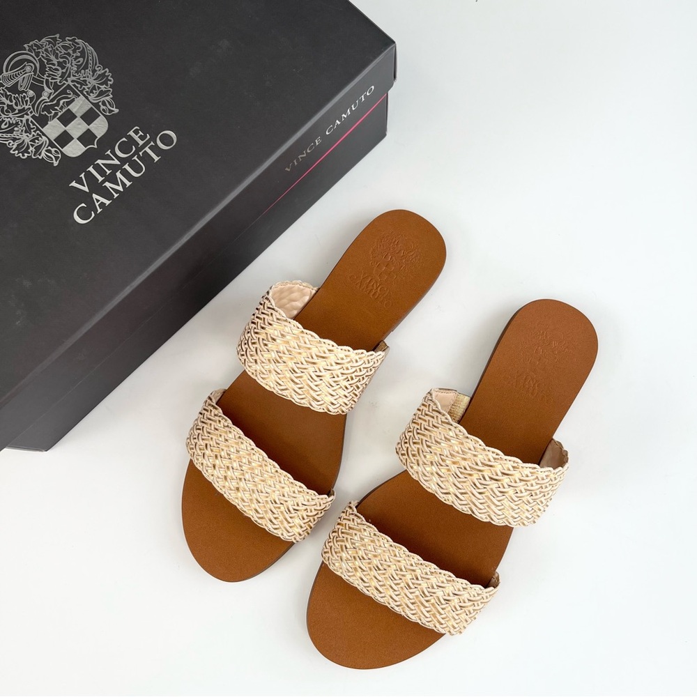 Vince Camuto Rhonda multi weave strappy sandals Gold flat sandals Size 7.5